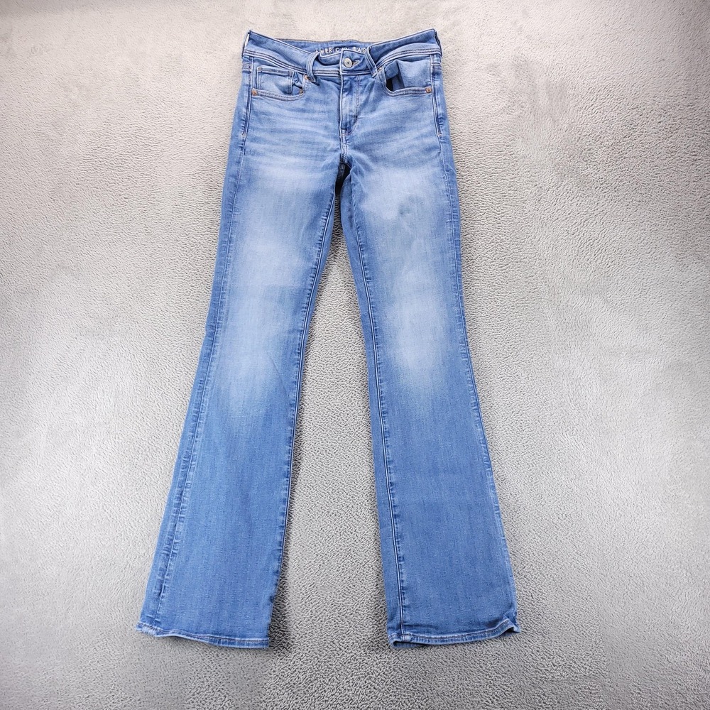 American Eagle Jeans Womens 6 Long Blue Kick Boot Bootcut Mid Rise Stretch